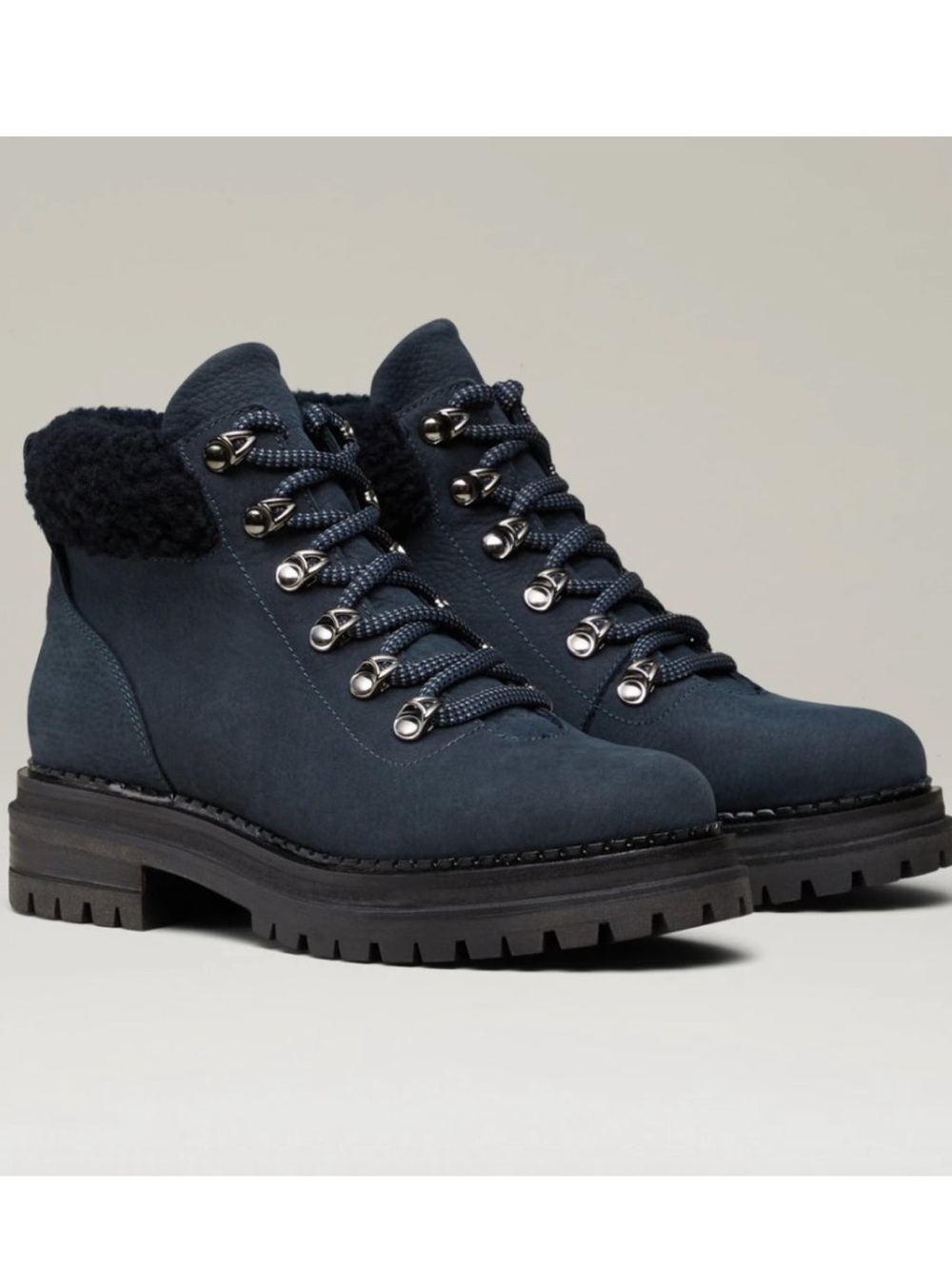 M. Gemi The Alpi Boots Blue Suede Lug Heel